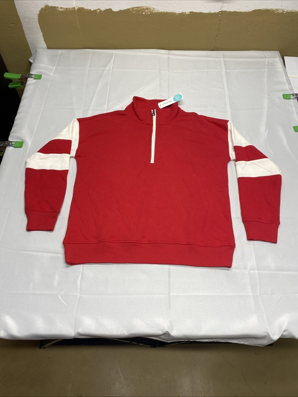 NWT Market & Spruce Mina Terry Quarter Zip Red Sweatshirt Size Medium! Brand new